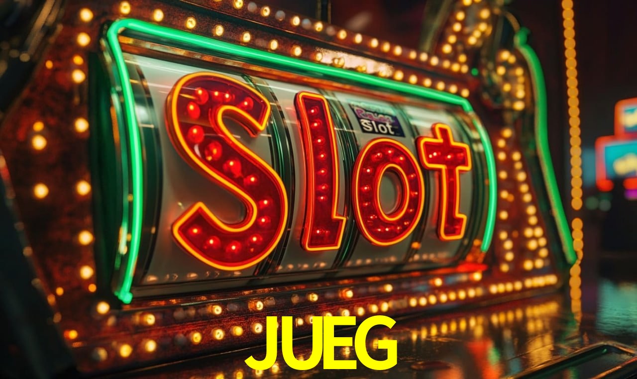 Escena dinámica inspirada en casino con iluminación JUEG, cartas, fichas e íconos de juegos digitales en un espacio moderno de juegos.